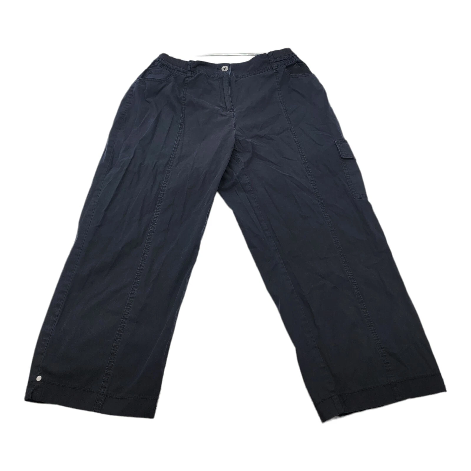 Chicos Pants Women 1 Black Cargo Capri Grudge Stretch Gorpcore Preppy