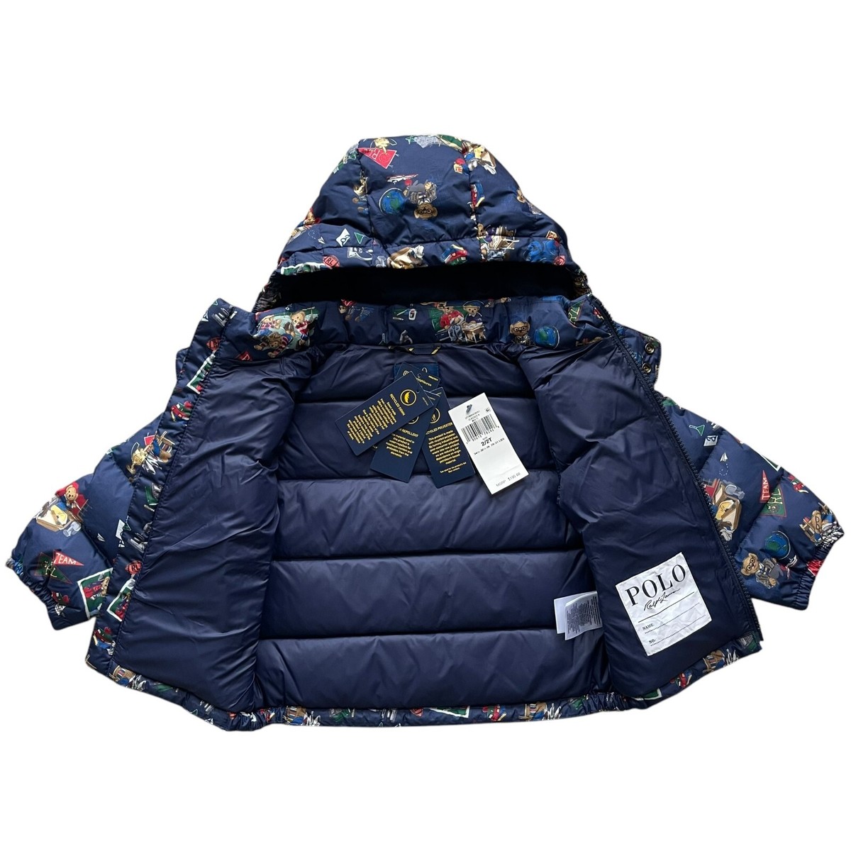 NWT Polo Ralph Lauren Polo Bear Kids Removable Hood Down