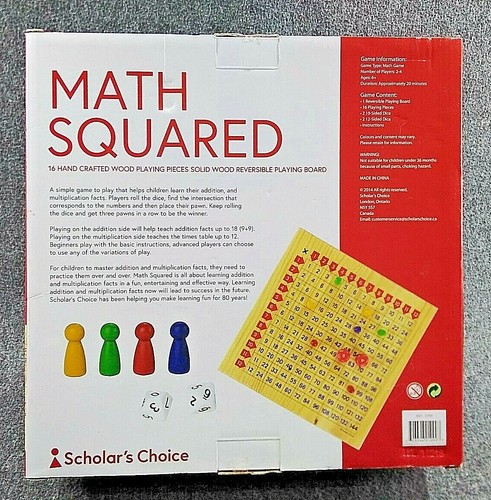 Scholar's Choice Math Squared Hand Crafted Wood Set Reversible Game Board - Picture 2 of 3