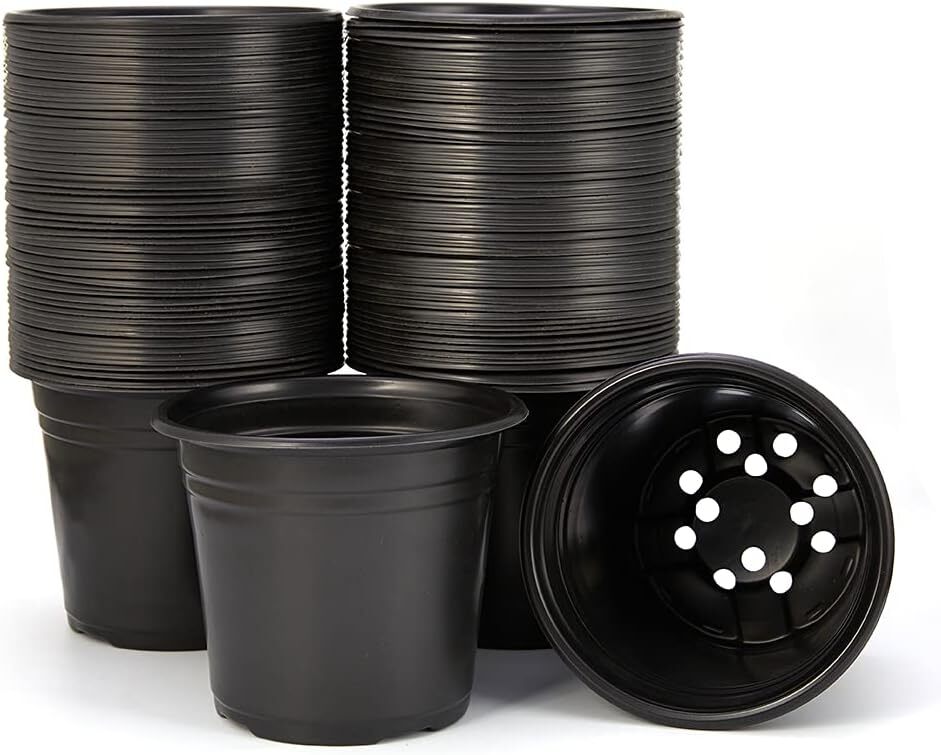 50 Pack Black Garden Nursery Plastic Pots 1/2 Gallon Flower Plant