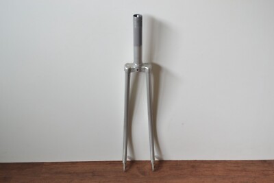 Vintage silbergraue Stahlgabel 27'' 1'' 147mm Gabelschaft