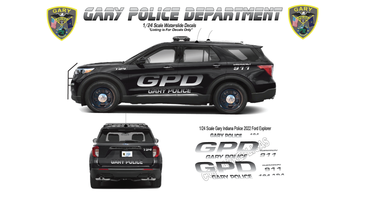 1/24 Scale Gary Indiana Police 2022 Ford Explorer Waterslide