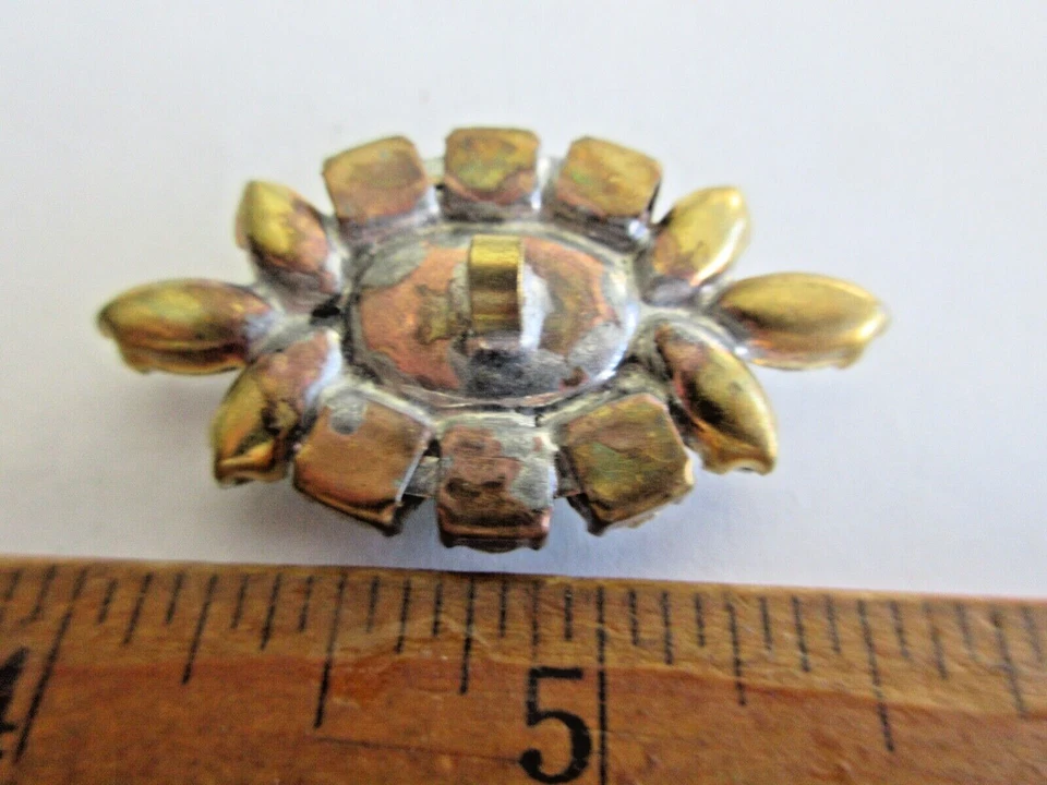 Beautiful Czech Vintage Style Glass Rhinestone Button Crystal & Frost Turquoise - Image 3 of 3