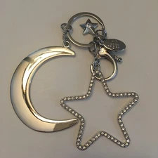 NWT Hallmark BEJEWELED SILVER STAR AND MOON Bling KEYCHAIN Charms NEW