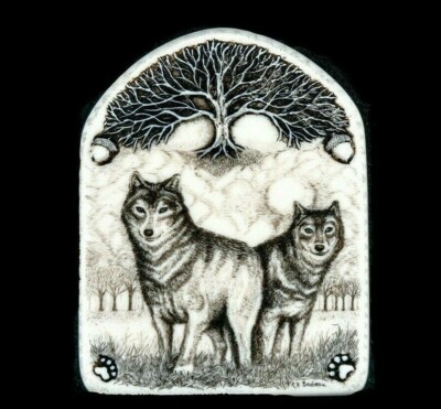 Etched Wolves Wall Plaque Wall Plaque Moosup Valley, Rachel Badeau