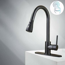 Matte Black Kitchen Sink Faucet Pull Down Swivel Mixer Tap Deck Mounted