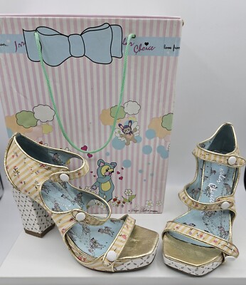 Irregular Choice Rocki Unicorn Schuhe UK 6,5 EU40 3 Bar Plateau Boxed Floral 