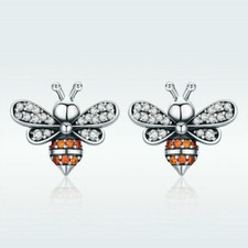Mini Honey Bee Bumblebee Earring Bee Ear Stud Earrings 925 Sterling Silver Gifts