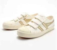 Gola Vegan Hook-and-Loop Sneakers - Coaster Flame Strap-Gold-Sz 7 A592700 NEW