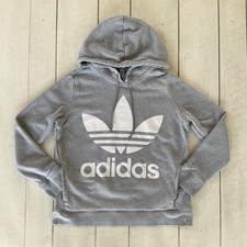 Women s Vintage Y2K Adidas 3 Stripes Big Logo Trefoil Hoodie Sweatshirt M 2000 s