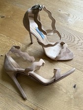 Prada Scalloped Sandals in Beige Suede