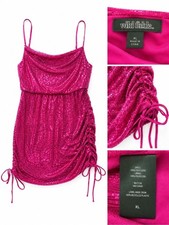 Wild Fable Hot Pink Sequin Ruched Bodycon Mini Dress Size XL