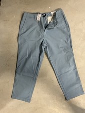 LANDS END Mid Rise Straight Leg MR Chino SL ANK Pant Womens Size 14P NWT Blue