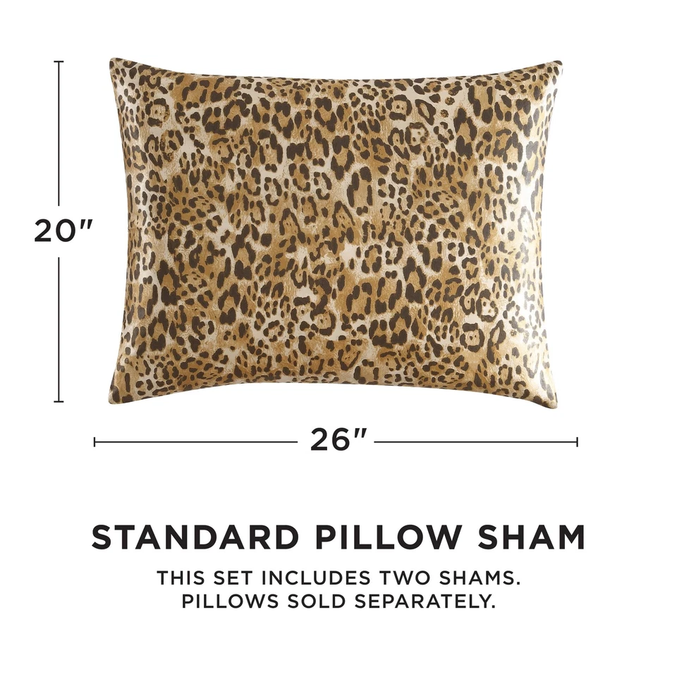 Juego completo de funda nórdica satinada leopardo leopardo - estampado de guepardo 3 piezas lavado a máquina... Foto 3 de 4