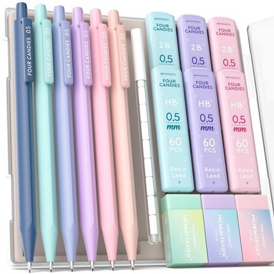 Vier Bonbons Druckbleistifte 0,5, mit HB 6 Stück (1er Pack), mehrfarbig 