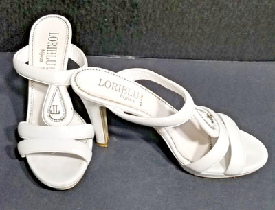 Loriblu Shoes Ladies' White Leather Sandals. Made in Italy. Size 8.5  (8 1/2) US
