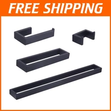 Stylish Bathroom Accessory Set, Wall Mount, Matte Black
