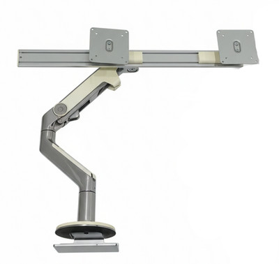 Humanscale M8 Dual Monitorarm mit 2 VESA-Platten und Schrauben Schraubzwinge.