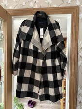Image of Gorgeous French Connection Wool Checked Coat Size 16 Bnwt £235