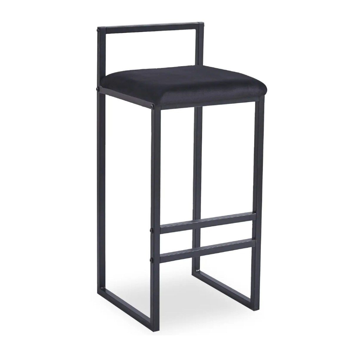 Tabouret de bar velours 80cm noir Dakota pour assise haute confortable