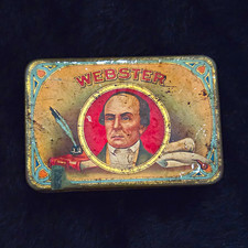 Webster Cigar Company USA Tin Portrait Graphic, Factory No. 153 Dist. Mich.