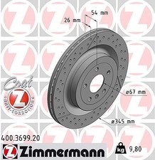 2x ZIMMERMANN Bremsscheibe Hinterachse für MERCEDES-BENZ