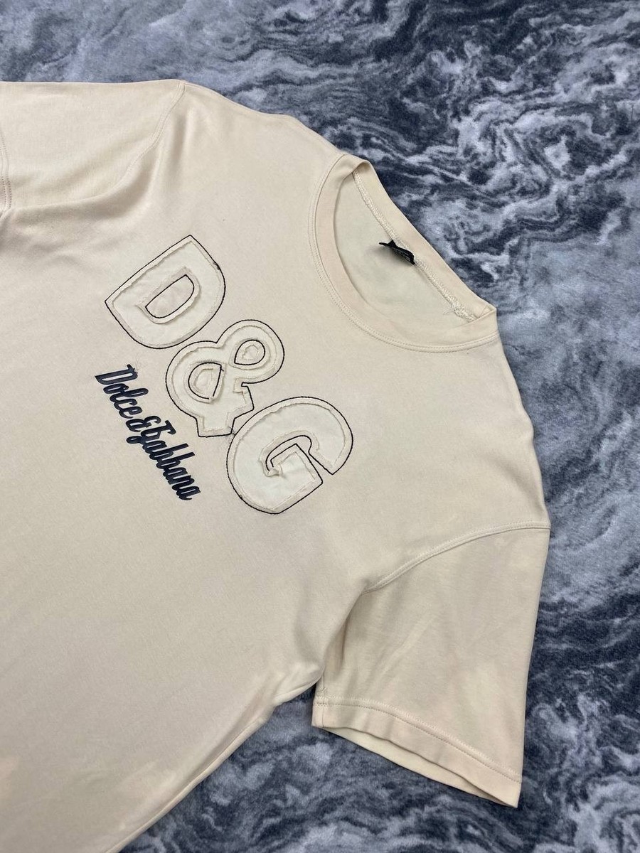 【素敵なデザイン❗️】00's DOLCE&GABBANA D&G ピチTシャツ Vintage Dolce Gabbana Big Logo DG 90s T Shirt Men Size L Beige | eBay