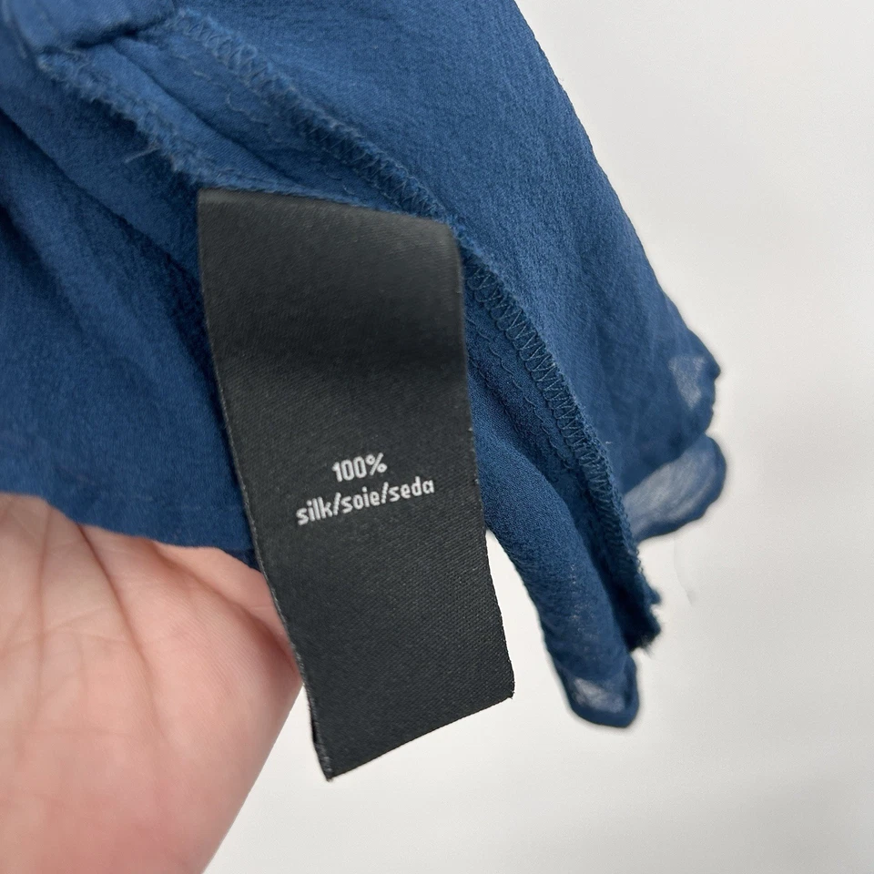 Blusa Babydoll Feminina Y2K 100% Seda Tamanho XL Azul Romântico Fada Feminina Chiffon - Imagem 4 de 4