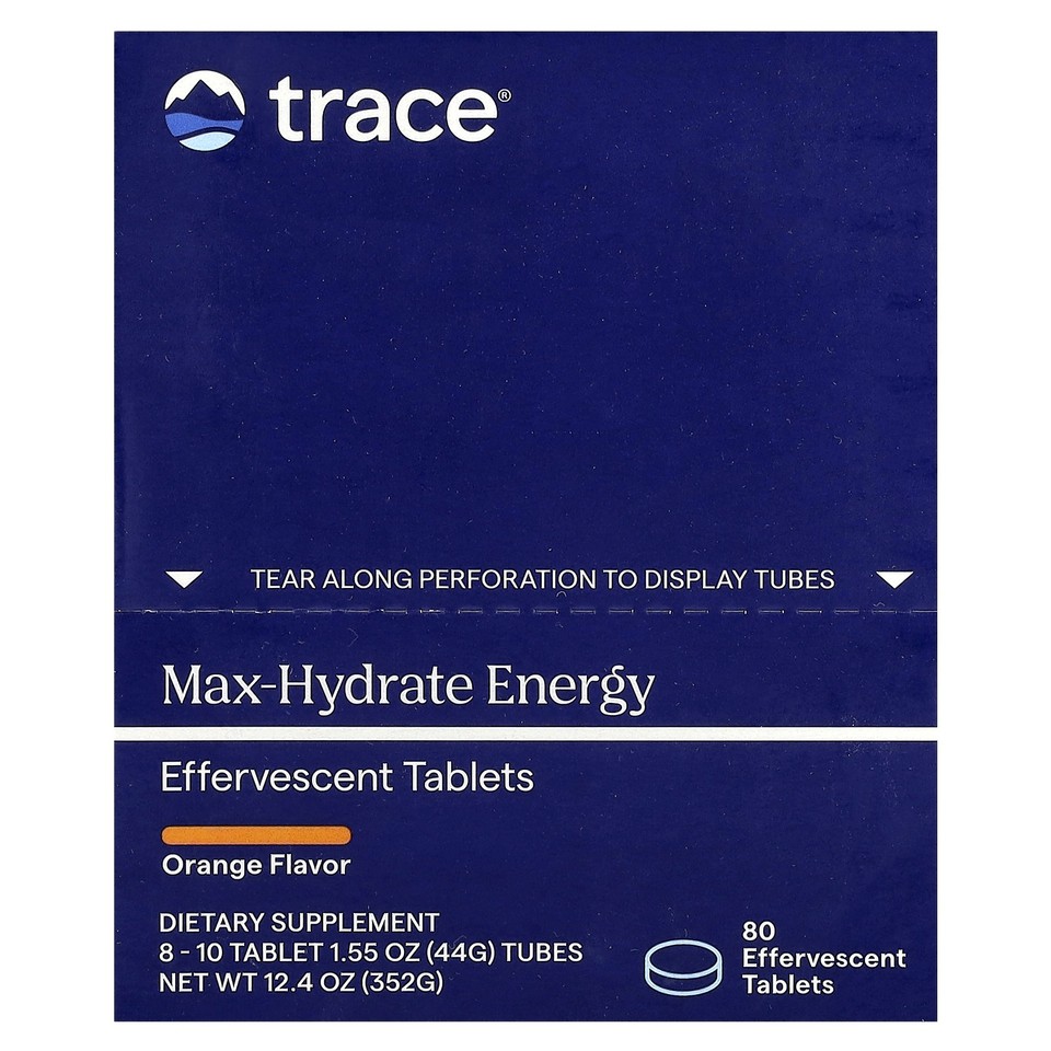Max-Hydrate Energy Effervescent Tablets, Orange, 8 - 10 Tablet 1.55 oz (44 g)