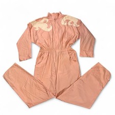 Vintage 70s Pink Western Barbie Jumpsuit Country Zip Rare Sz L