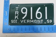 Vermont License Plate Tag VT 1959 59 Truck Trk # 9161 Green Mountains