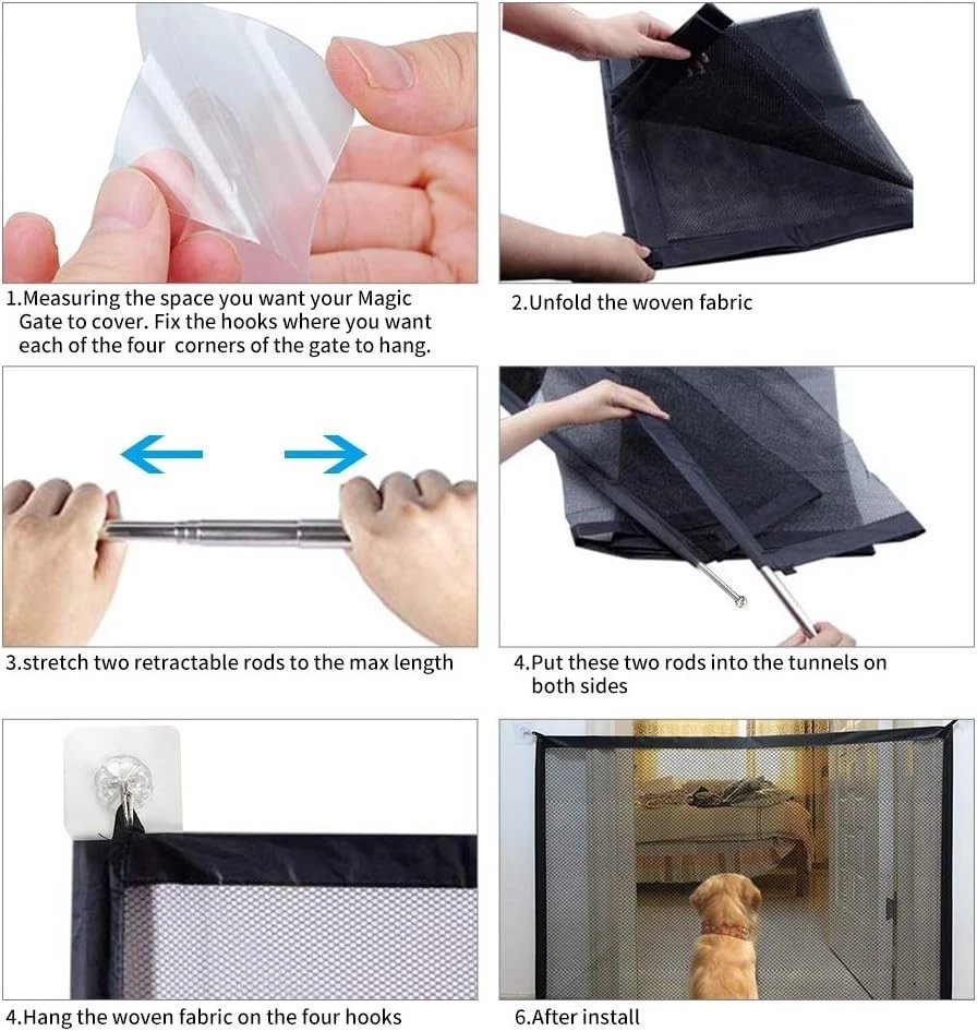 Retractable Pet Dog Gate Magic Child Baby Stair Gate Barrier Foldable Portable - Image 3 of 4