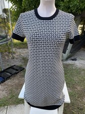 Michael Kors Women’s Short Dress Printed MK Logo White & Black Size M