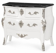 Commode baroque blanche commode à tiroirs France armoire plateau marbre buffet