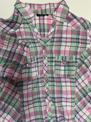 Bexleys Woman Damen Karobluse Gr. 42 Rosa Grün Kurzarm Baumwolle - Bild 1 von 3