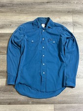 Vintage Wrangler Pearl Snap Blue Teal Long Sleeve Western Preppy - Men s Large