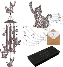 Cat Wind Chimes for Outside Cat Gifts for Women Soothing Tones Memori