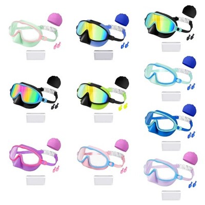 Wide View Frogs Resistant Swimming Goggles for Kids With Earplugs And Swim Hat