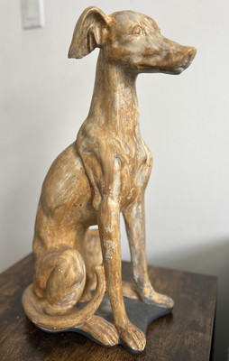 Beautiful Plaster Clay 21  Greyhound Dog Sculpture Statue Earth Tones