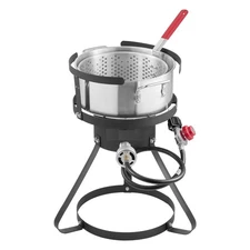 10 Qt Fish and Wing Fryer Aluminum Outdoor Propane Deep Fryer Kit with Basket
