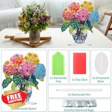 Diamond Painting Kit, 5D Full Drill Flowers, Desktop Ornament, Craft Gift