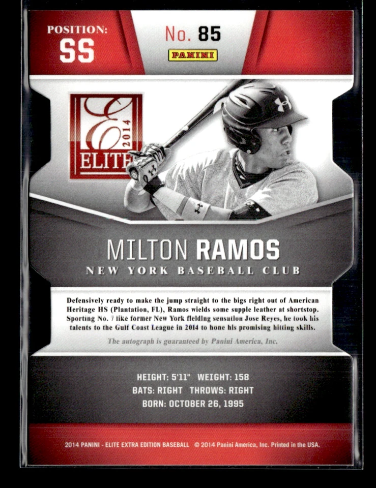 Milton Ramos 2014 Elite Extra Edition Blue Status Die Cut Auto 43/50 - Image 2 of 2