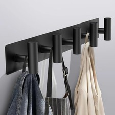 Coat Rack Wall Mount, Towel Racks for Bathroom with 5 Coat Hooks for Robes Ba...