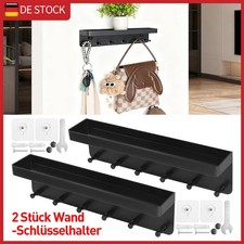 Schlüsselbrett mit Ablage Schlüsselhalter Wand Schlüsselkasten Holz mit 6 Haken