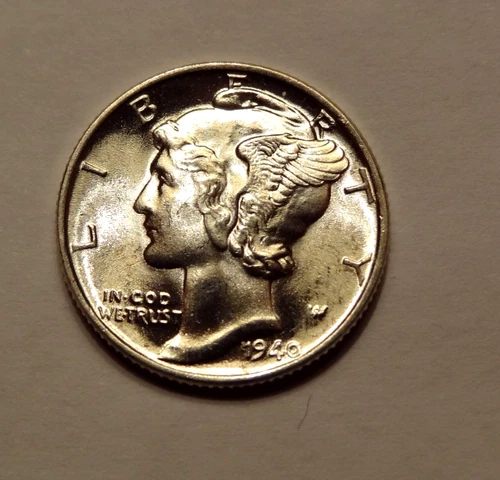 1940 MERCURY DIME, GEM BU, FULL BANDS