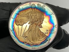 2013 W American 1oz Silver Eagle Amazing Bullseye 🎯 🌈 Toning Toned Toner Proof