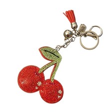Rhinestone Cherry Keychain Purse Charm Bag Charm Tassel Key Ring