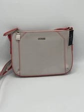 GUESS Women's Devyn Mini Crossbody Bag Purse Nude W/ Orange Piping New With Tags