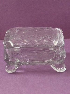 Cambridge Caprice Clear Trinket Or Cigarette Box Footed Covered Vintage