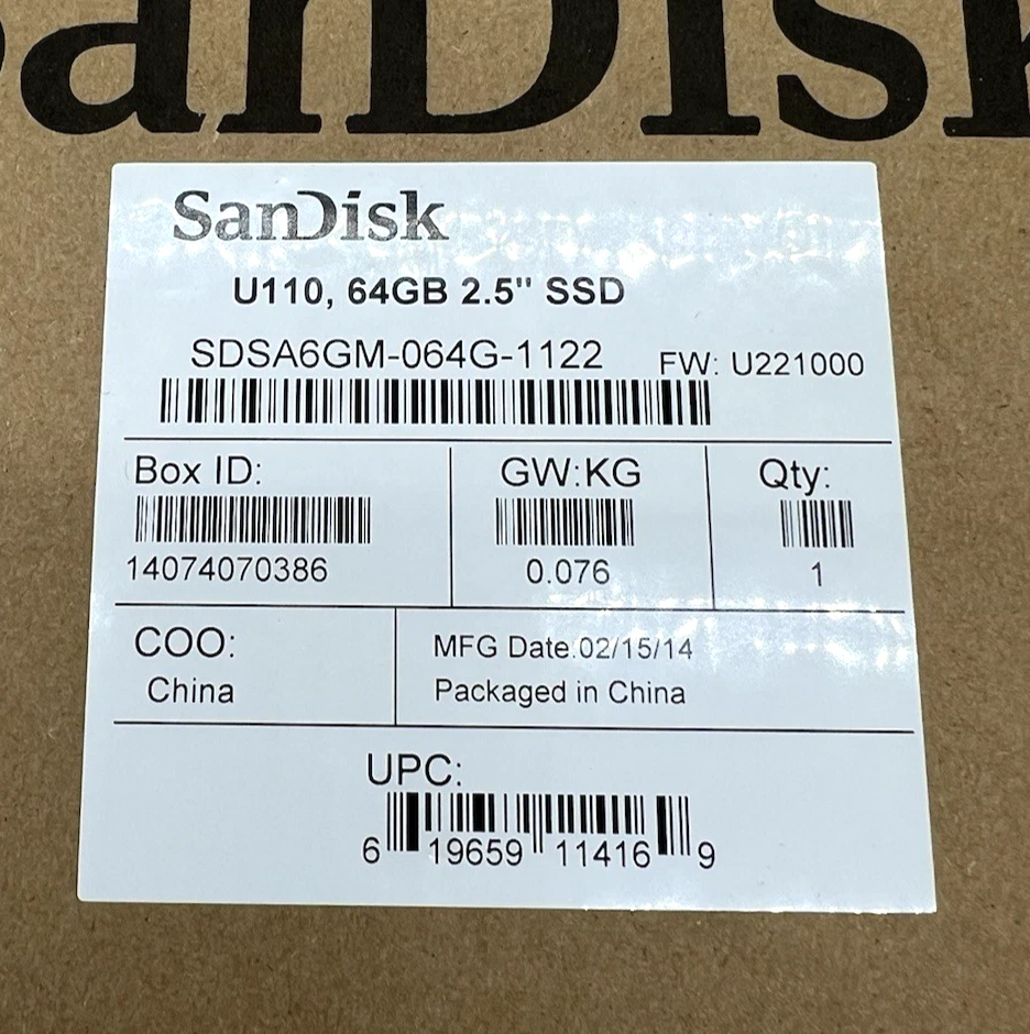 SANDISK 64GB U110 2.5 SSD DRIVE-SDSA6GM-064G-1122 - Image 2 of 4